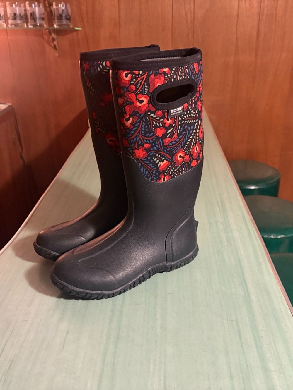 Womens Bogs Mesa Spring Flower Waterproof Neo-Tech Tall Boots Size 8